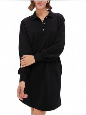 Tuckernuck Black Long Sleeve Collared Shirt Pocket Dress Womens Size Medium NWT